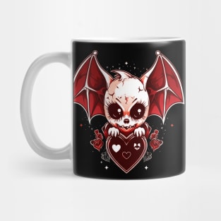 Kawaii Bat Demon with black heart Mug